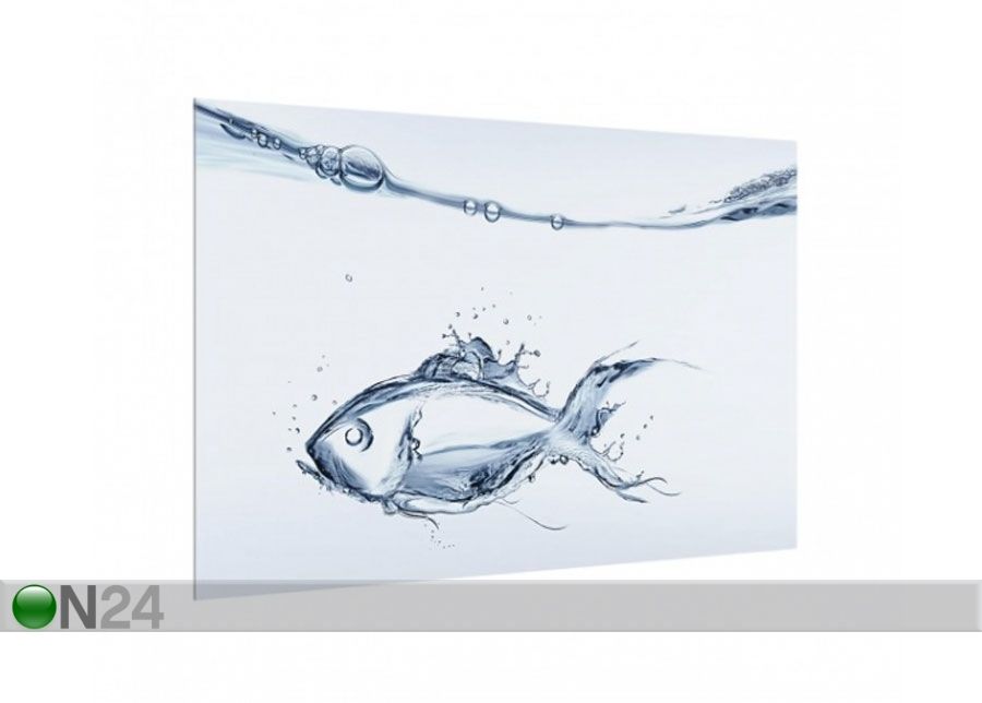 Fotoklaas, köögi tagasein Liquid Silver Fish 40x60 cm suurendatud