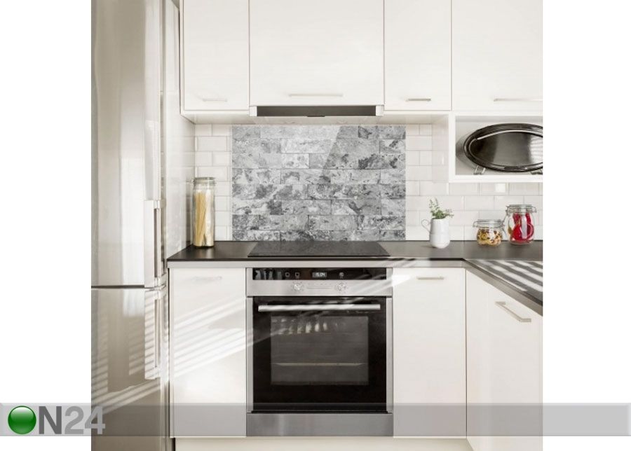 Fotoklaas, köögi tagasein Stone Wall Natural Marble Grey 40x60 cm suurendatud