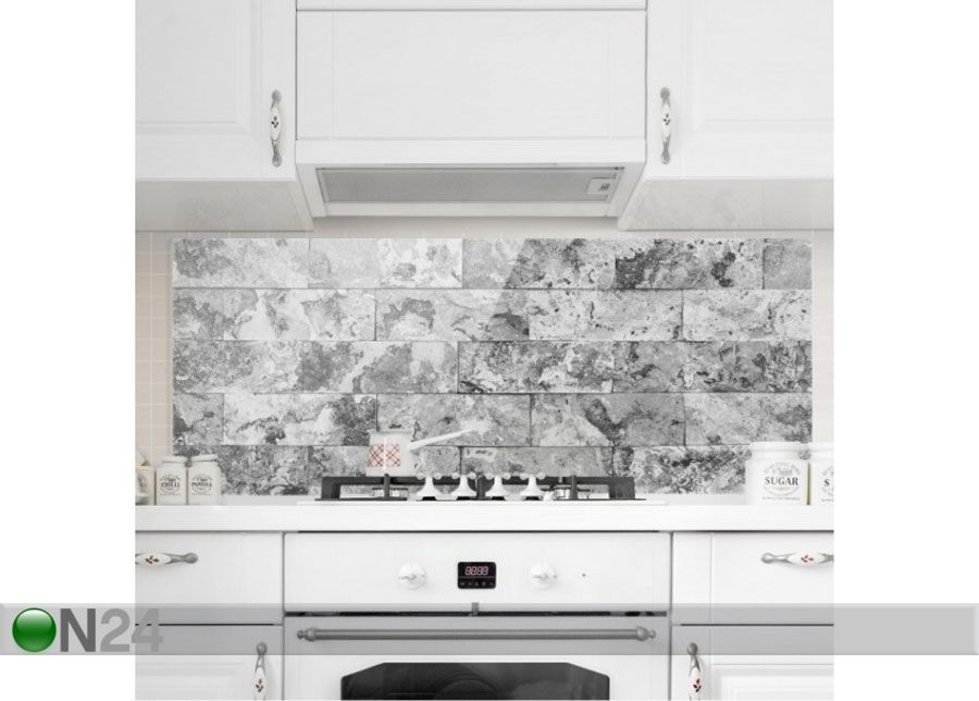Fotoklaas, köögi tagasein Stone Wall Natural Marble Grey 59x60 cm suurendatud