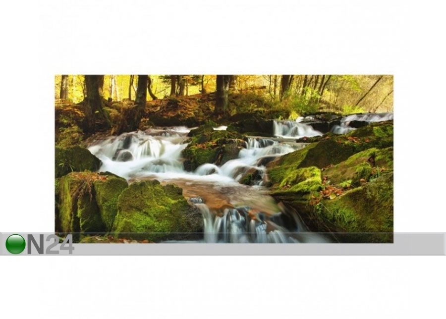Fotoklaas, köögi tagasein Waterfall Autumnal Forest 40x80 cm suurendatud