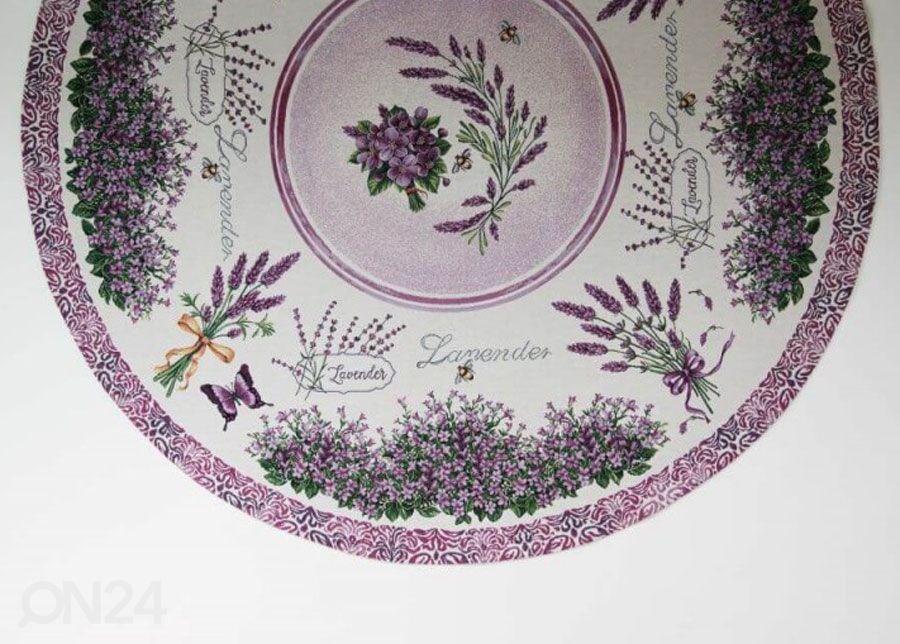 Gobeläänkangast laudlina Violet Lavender Ø 140 cm suurendatud