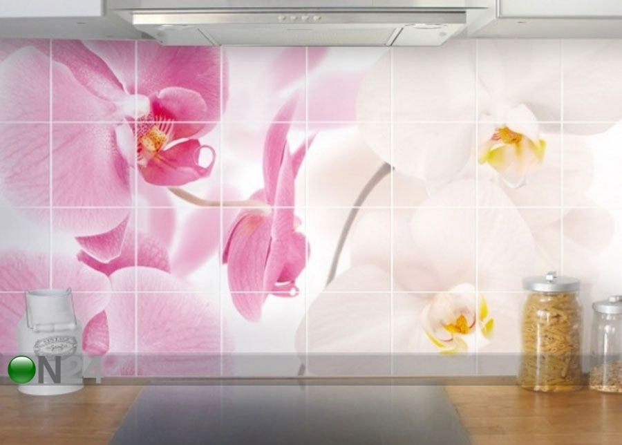 Kleebised seinaplaatidele Delicate Orchids 60x120 cm suurendatud