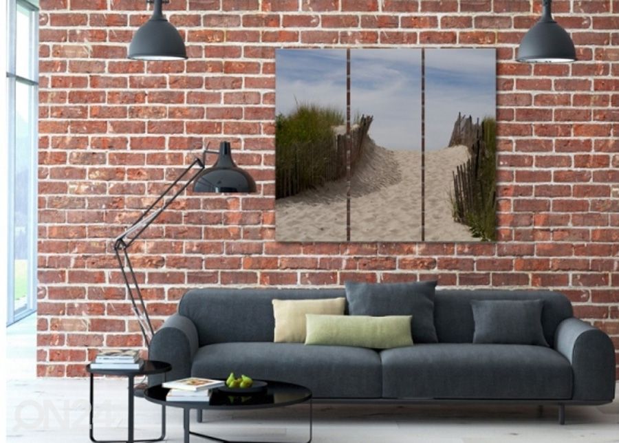 Kolmeosaline seinapilt Fenced dunes 2 3D 90x80 cm suurendatud