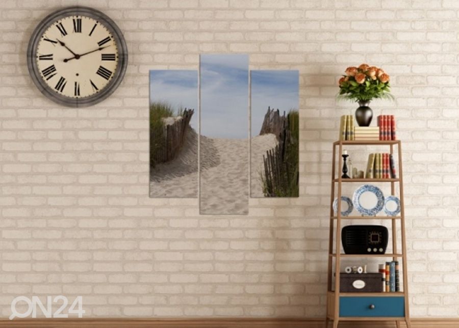 Kolmeosaline seinapilt Fenced dunes 2 3D 90x80 cm suurendatud