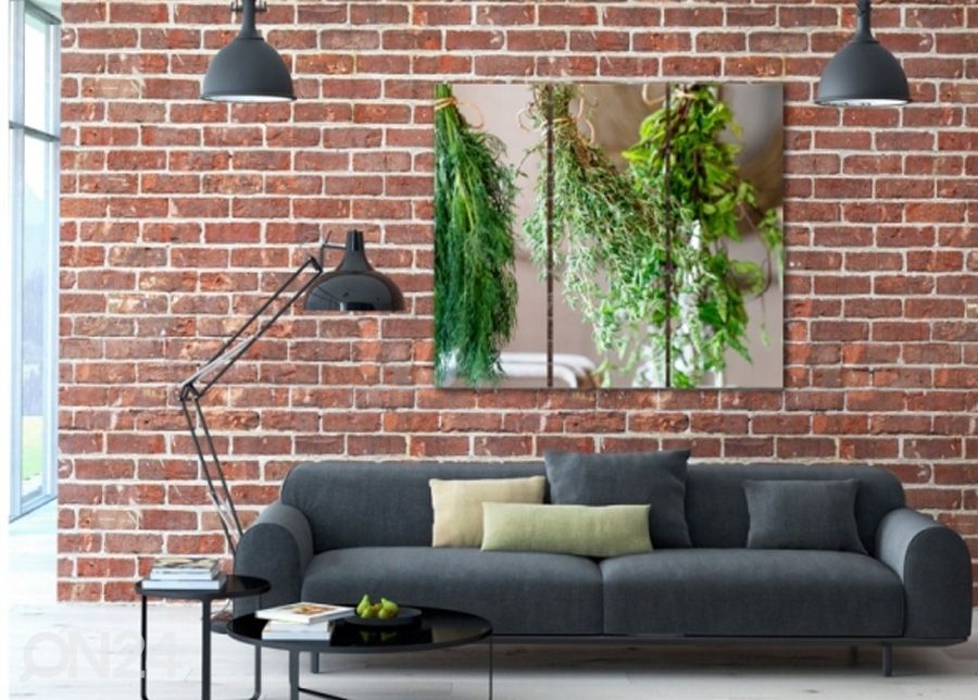 Kolmeosaline seinapilt Fresh herbs 2 3D 90x80 cm suurendatud