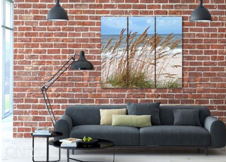 Kolmeosaline seinapilt Grass by the sea 3D 90x80 cm suurendatud
