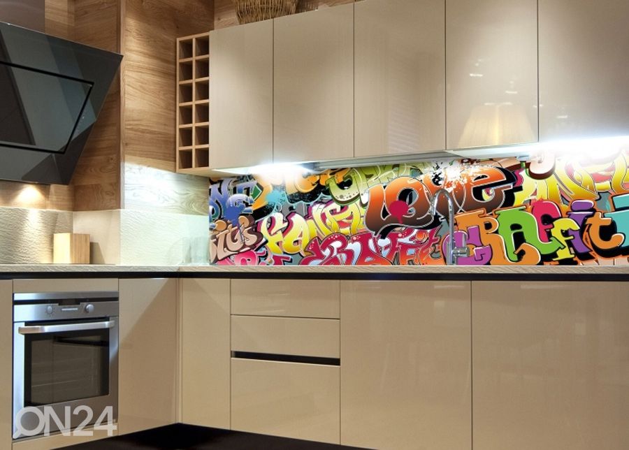 Köögi tagasein Graffiti 180x60 cm suurendatud