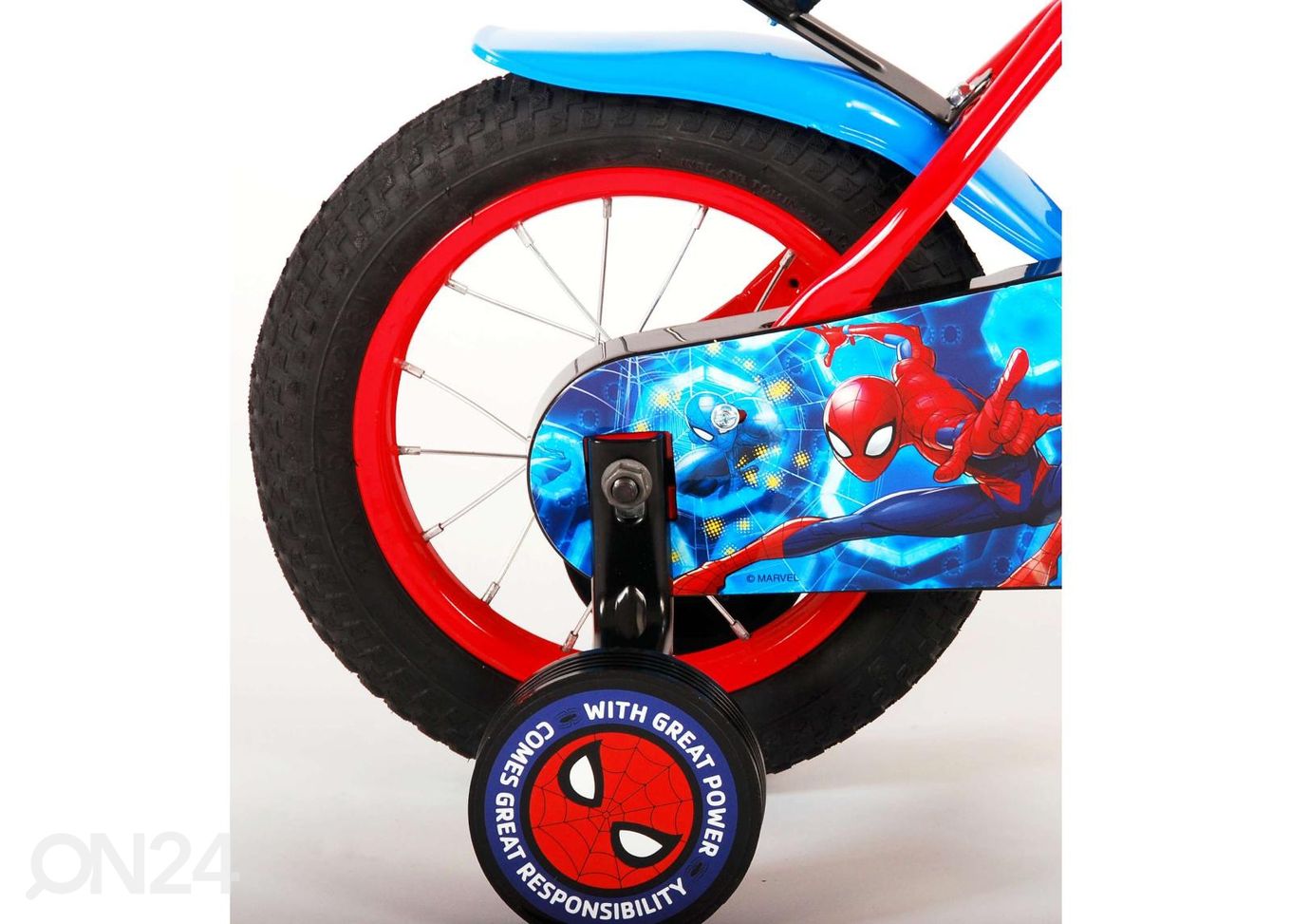 Laste jalgratas 12 tolli Spider-Man sinine-punane suurendatud