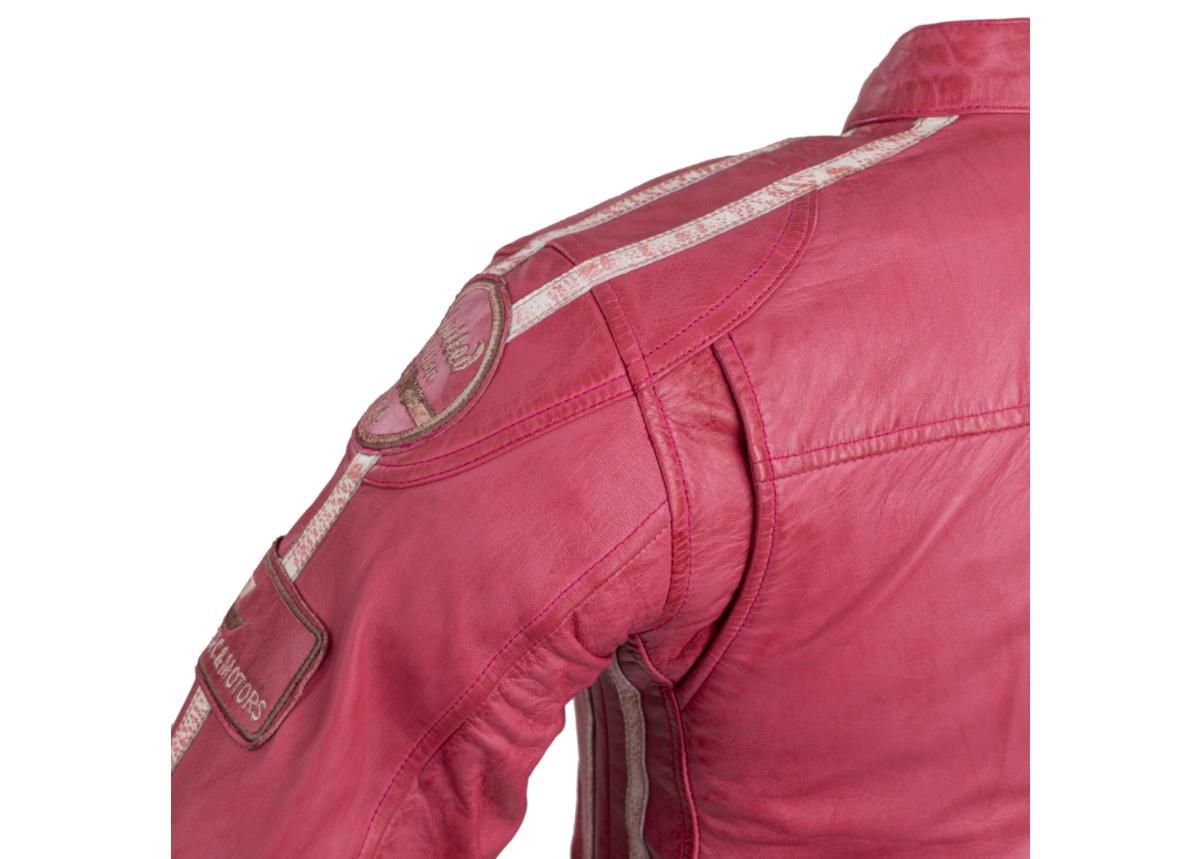 Naiste mootorratta jope nahast W-TEC Sheawen roosa suurendatud