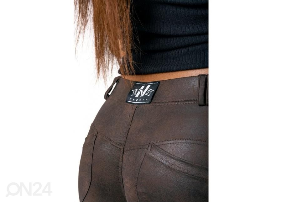 Naiste vabaajaretuusid Nebbia Leather Look Bubble Butt 538 pruun suurus M suurendatud
