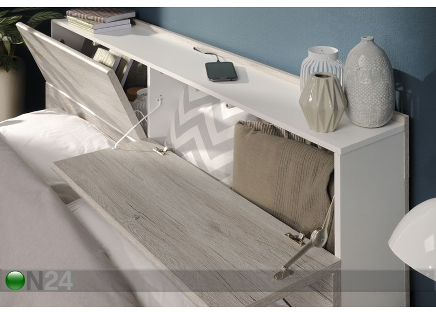 Pesukastiga voodi Brera oak 160x200 cm suurendatud