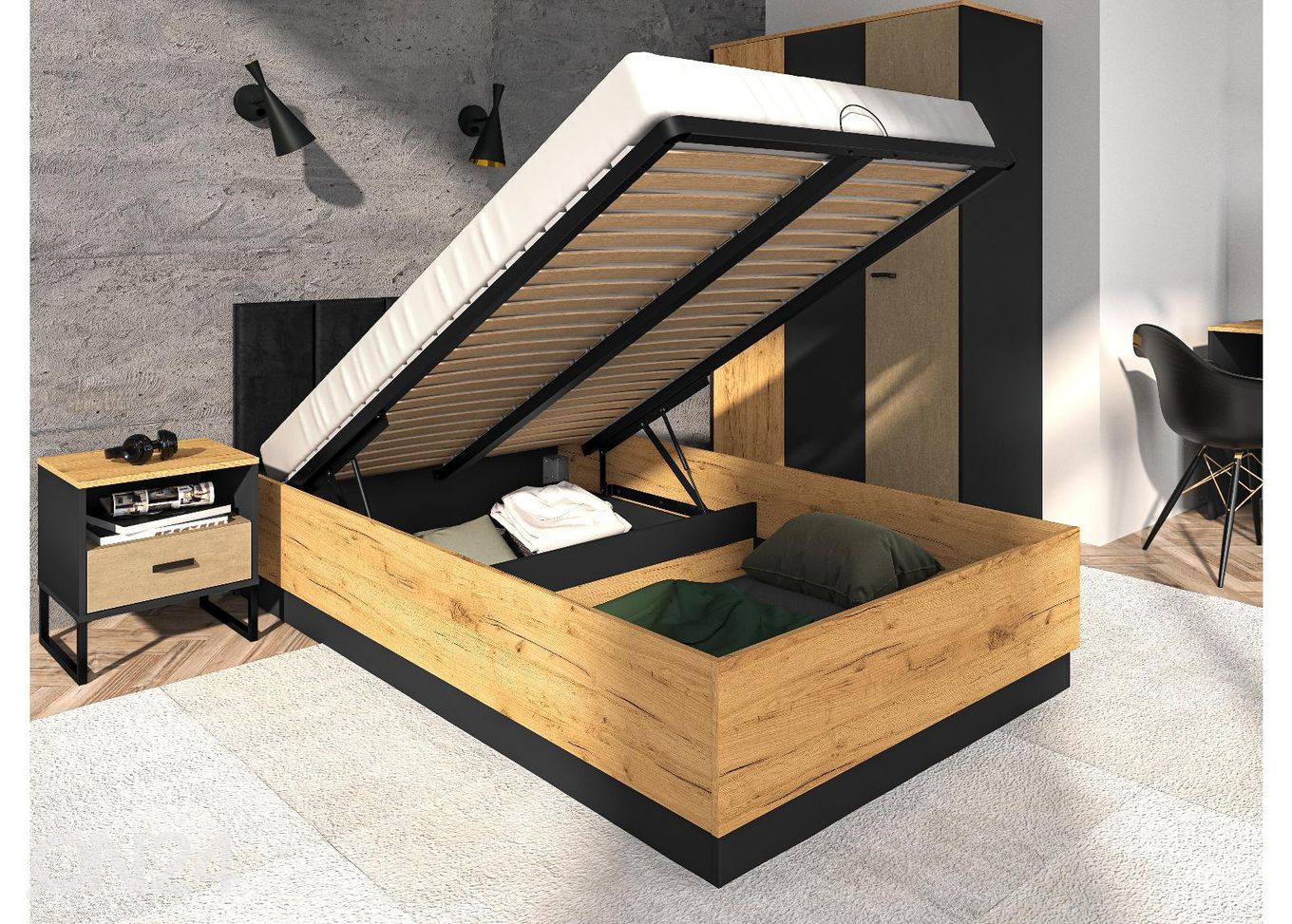 Pesukastiga voodi Gotland 120x200 cm suurendatud