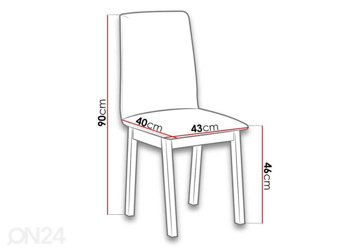 Pikendatav söögilaud 80-110x80 cm + 4 tooli suurendatud