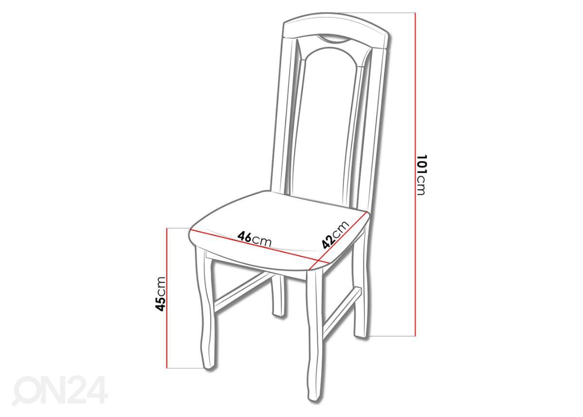 Pikendatav söögilaud 90x150-230 cm + 6 tooli suurendatud