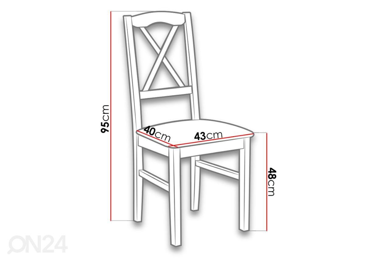 Pikendatav söögilaud 90x160-240 cm + 6 tooli suurendatud