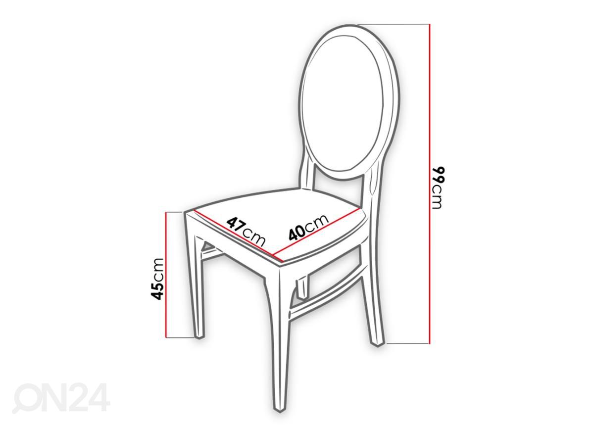 Pikendatav söögilaud 90x170-250 cm + 6 tooli suurendatud