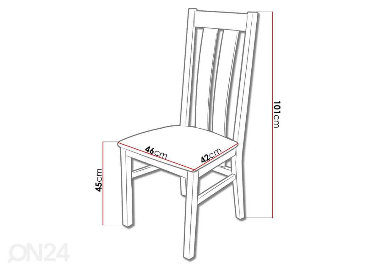 Pikendatav söögilaud 90x90-330 cm + 4 tooli suurendatud