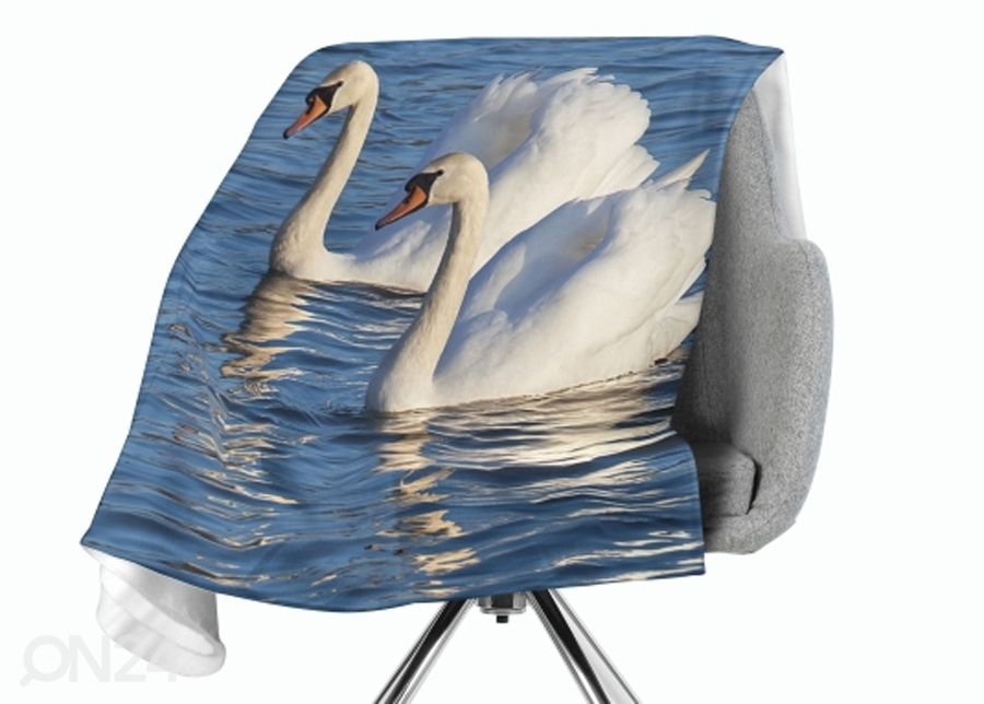 Pleed White Swans 130x150 cm suurendatud