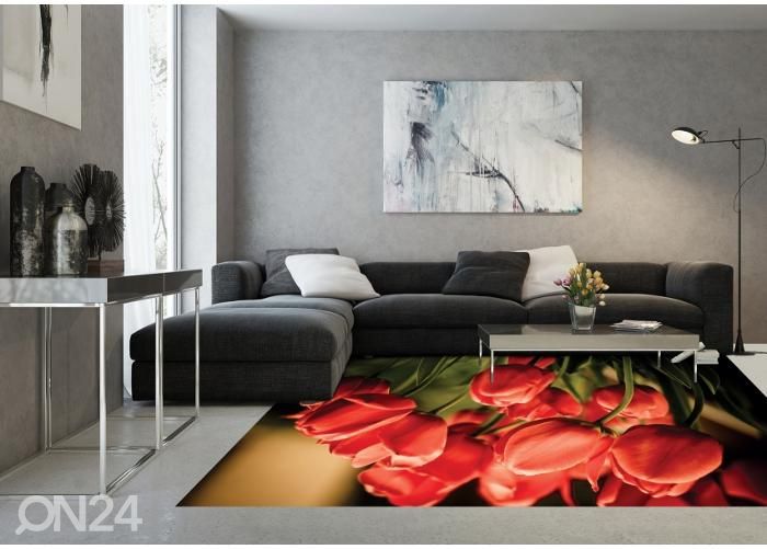 Põrandakleebis Red tulips 255x170 cm suurendatud