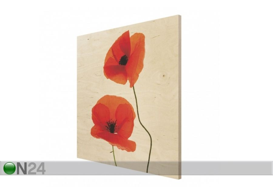 Seinapilt puidul Charming Poppies 45x45 cm suurendatud
