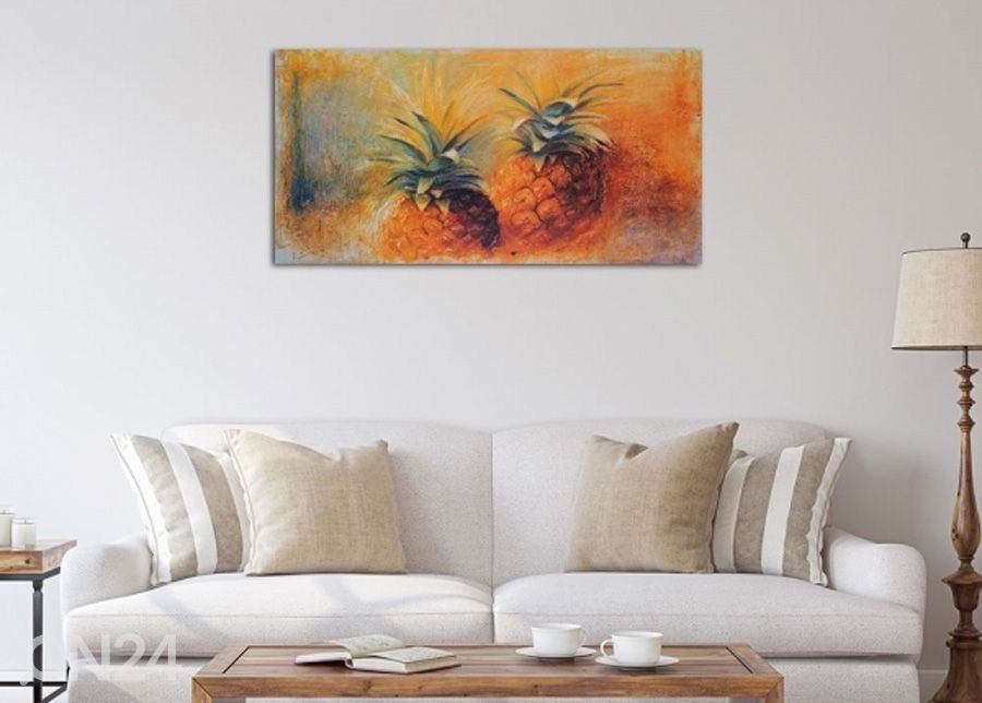 Seinapilt Two painted pineapples 3D 100x50 cm suurendatud