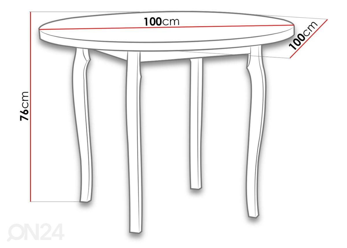 Söögilaud Ø 100 cm + 4 tooli suurendatud