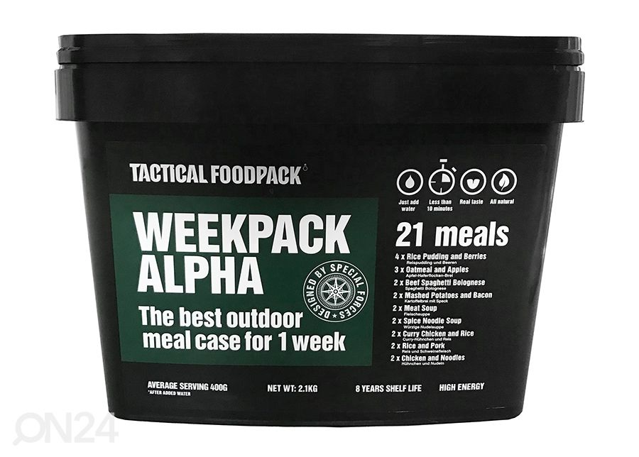 Tactical Foodpack Nädala toiduvarukomplekt lihaga WeekPack Alpha 2080 g suurendatud