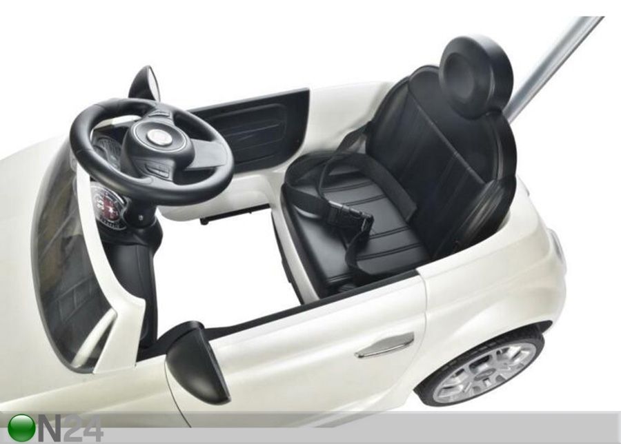 Tõukeauto lükkesangaga Fiat 500 valge suurendatud