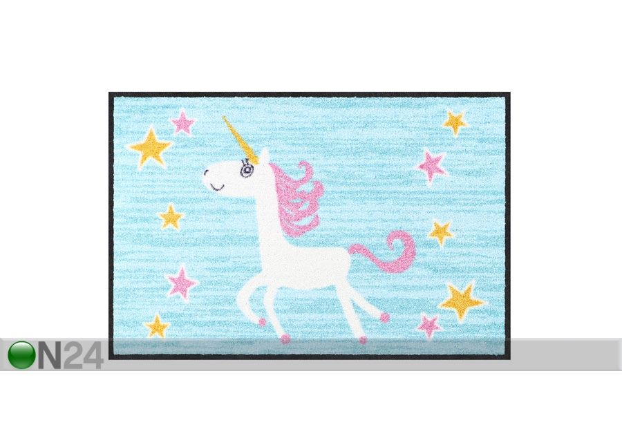 Uksematt Happy Unicorn 50x75 cm suurendatud