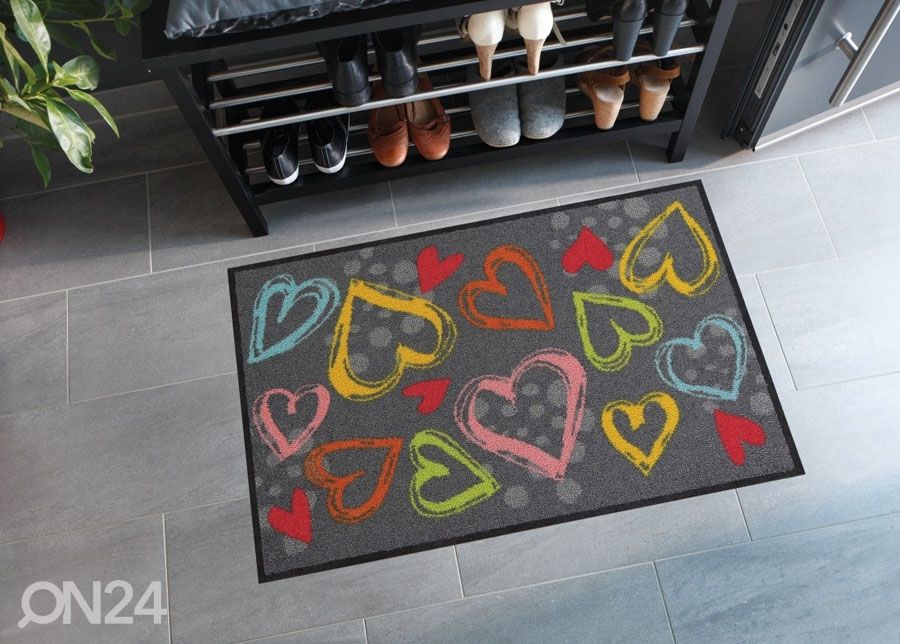 Uksematt Valentine Hearts colorful 50x75 cm suurendatud