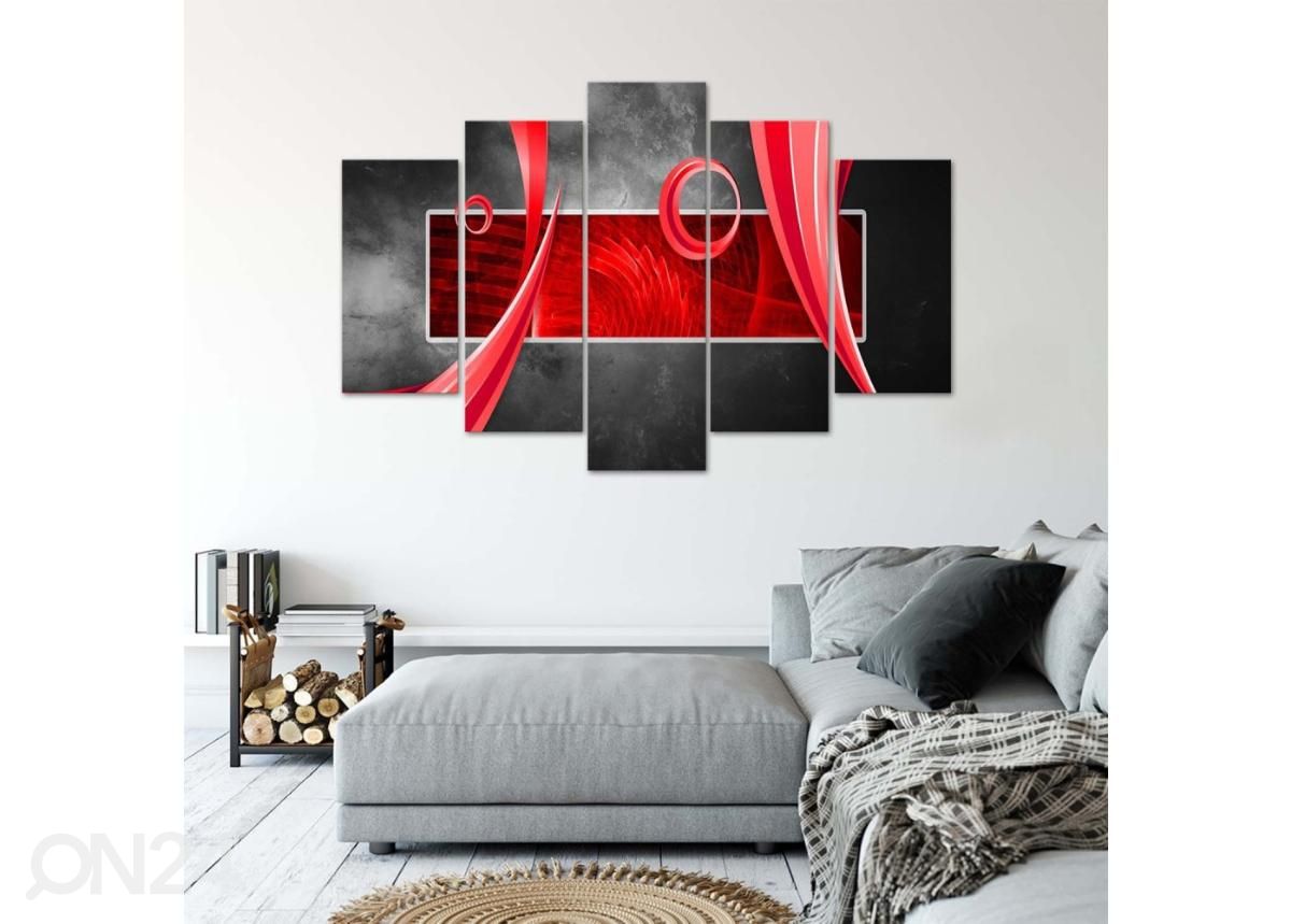 Viieosaline seinapilt Abstract Red Rectangle 200x100 cm suurendatud