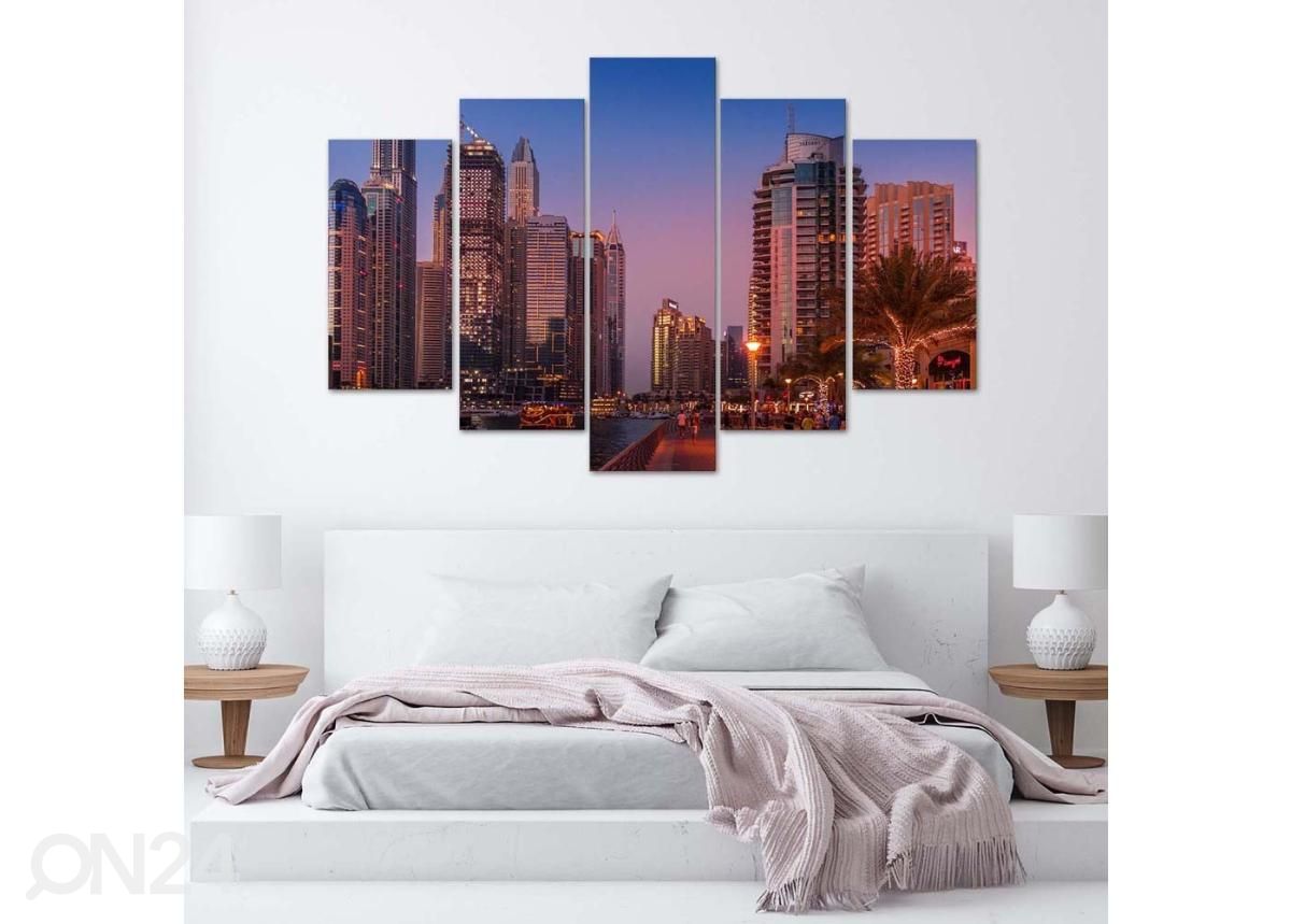Viieosaline seinapilt Dubai Evening 100x70 cm suurendatud