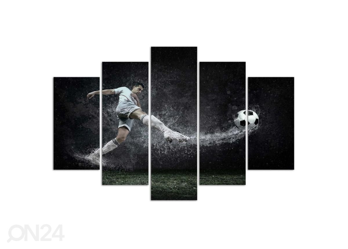 Viieosaline seinapilt Football Player on Wet Turf 100x70 cm suurendatud