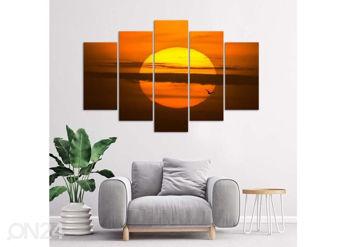 Viieosaline seinapilt Sunset 100x70 cm suurendatud