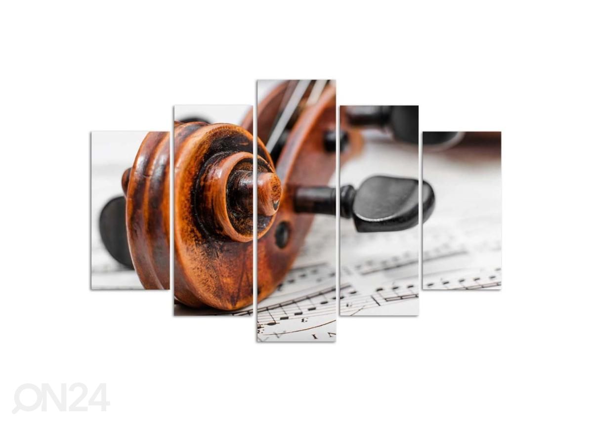 Viieosaline seinapilt Violin and Sheet Music 100x70 cm suurendatud