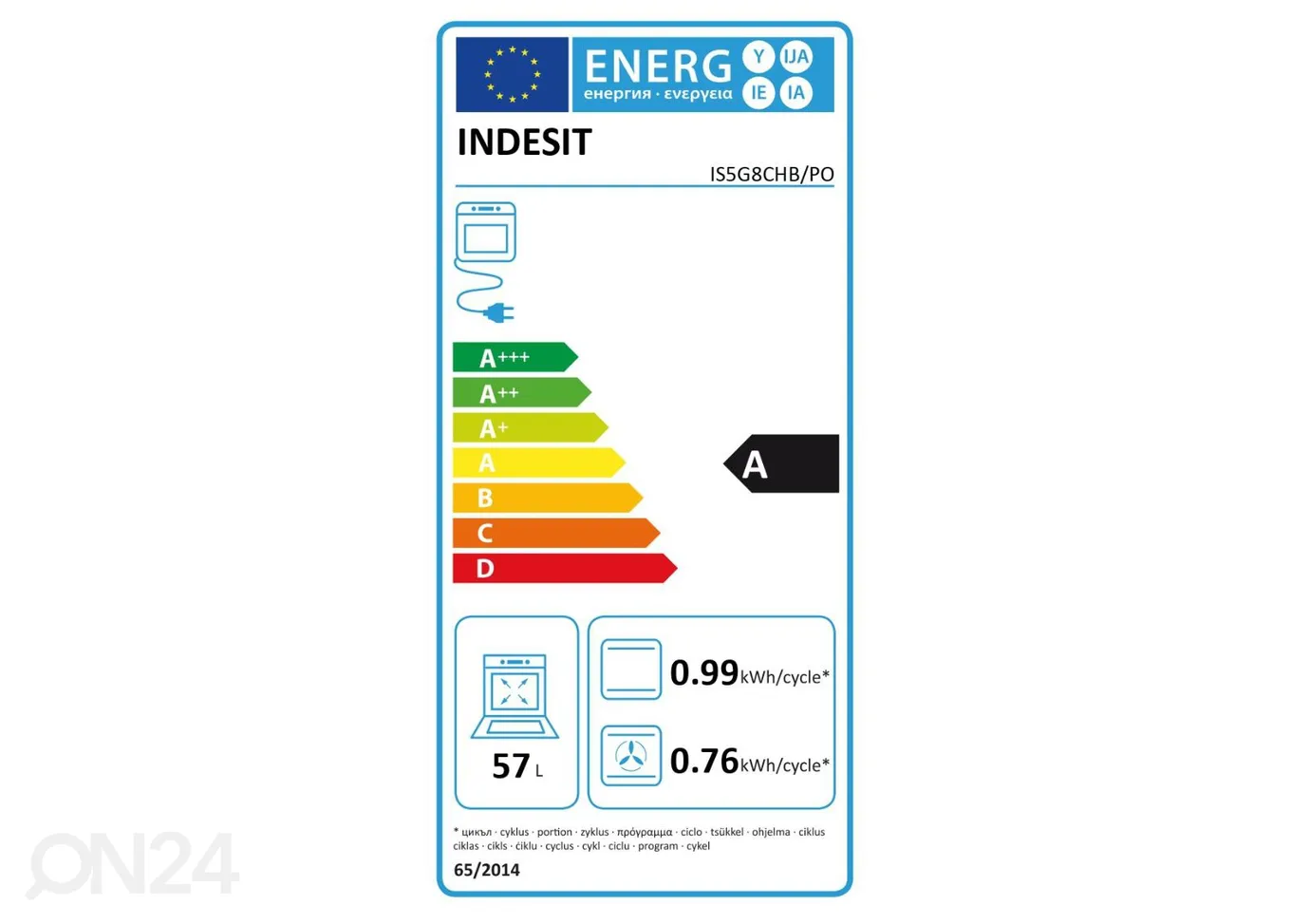 Gaasipliit elektriahjuga Indesit suurendatud