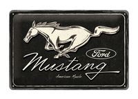 Retro metallposter Mustang - Horse Logo Black 20x30 cm