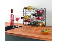 Veiniriiul 15 pudelile Hexagon, 43x12x34 cm, must