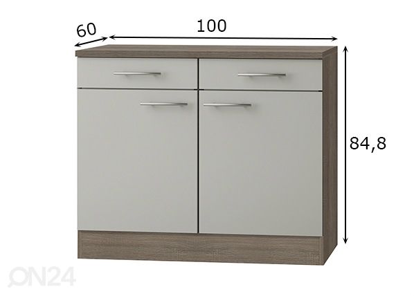 Alumine köögikapp Arta 100 cm mõõdud