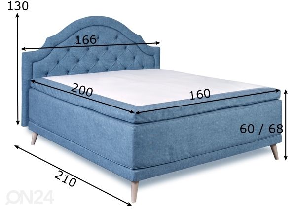 Comfort voodi Hypnos Royal (pocket topeltvedrustus + pocket kattemadrats) 160x200 cm mõõdud