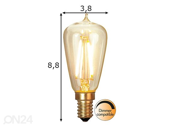 Dekoratiivne LED elektripirn E14, 1,9W mõõdud