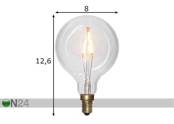 Dekoratiivne LED elektripirn E14 1 W mõõdud