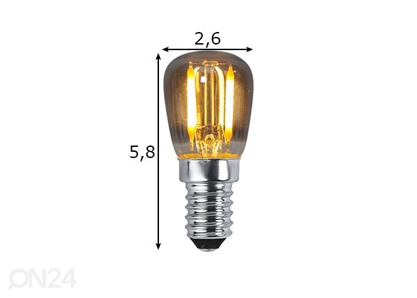 Dekoratiivne LED elektripirn E14, 1W mõõdud