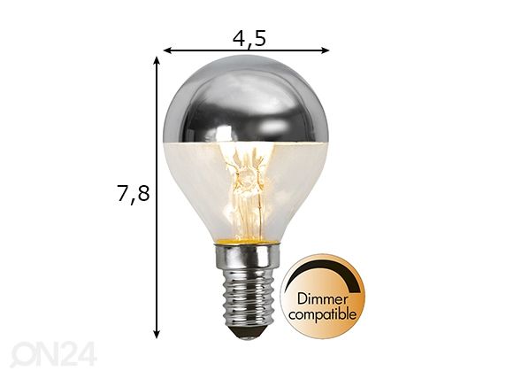 Dekoratiivne LED elektripirn E14, 3.5W mõõdud