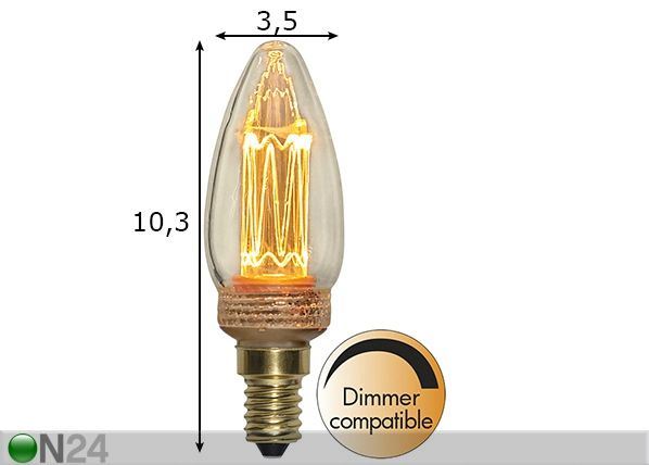 Dekoratiivne LED pirn E14 2,3W mõõdud