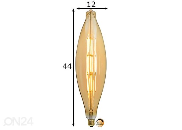 Dekoratiivne LED pirn sokliga E27, 10W mõõdud
