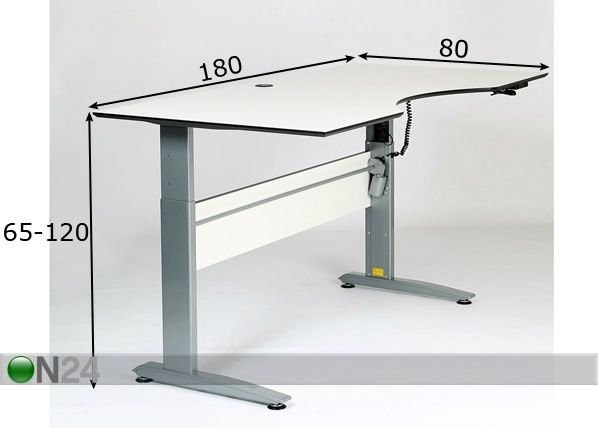 Elektriliselt reguleeritava kõrgusega laud 180x80 cm mõõdud