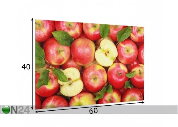 Fotoklaas, köögi tagasein Juicy Apples 40x60 cm mõõdud