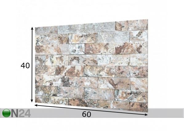 Fotoklaas, köögi tagasein Natural Marble Stone Wall 40x60 cm mõõdud