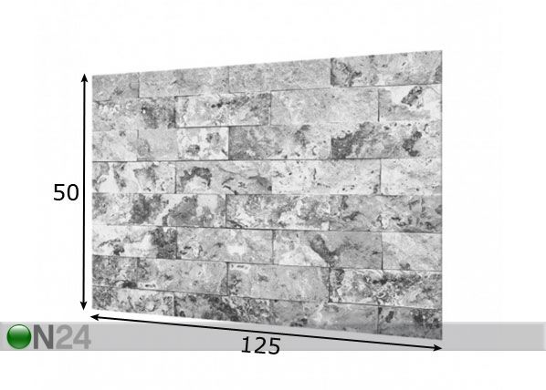 Fotoklaas, köögi tagasein Stone Wall Natural Marble Grey 50x125 cm mõõdud